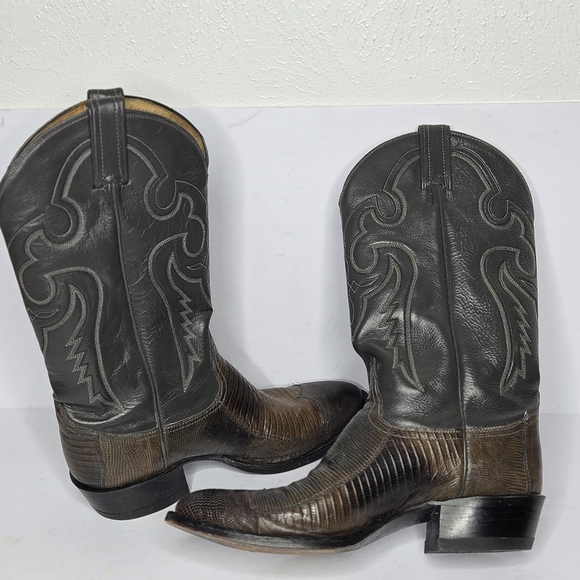 Tony Lama Nacogdoches Teju Lizard Round Toe Western Boots Men's Size 9.5 - Picture 7 of 10